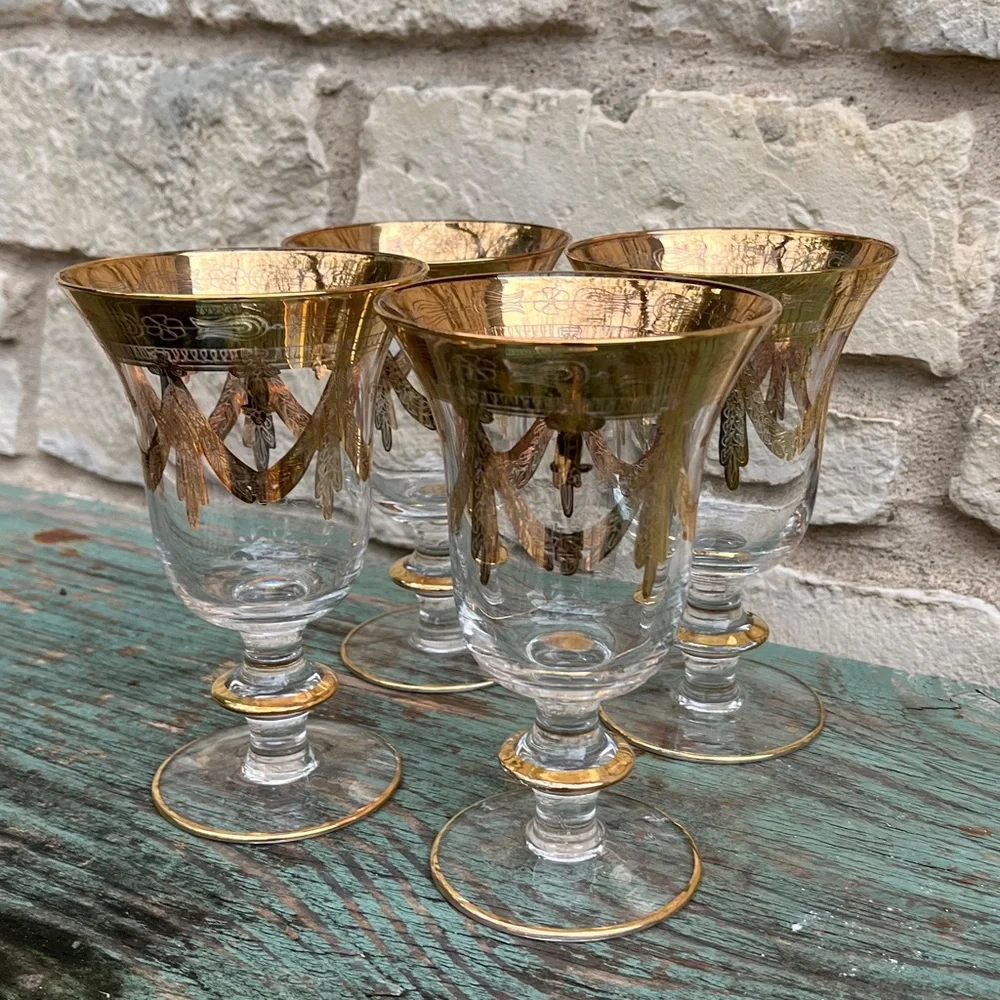Vintage Discontinued Hand Blown Medici 24k Gold Water Goblet by Arte Italica - Picture 8 of 9